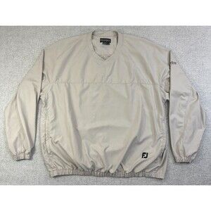 FootJoy Windbreaker Pullover Jacket Men's 2XL Beige Long Sleeve Golf Pockets